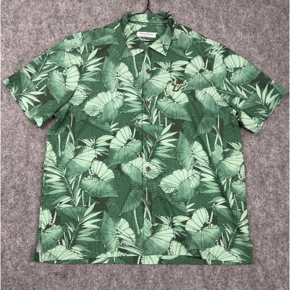 Tommy Bahama USF Bulls South Florida IslandZone Green Tropical Leaf Shirt XL
